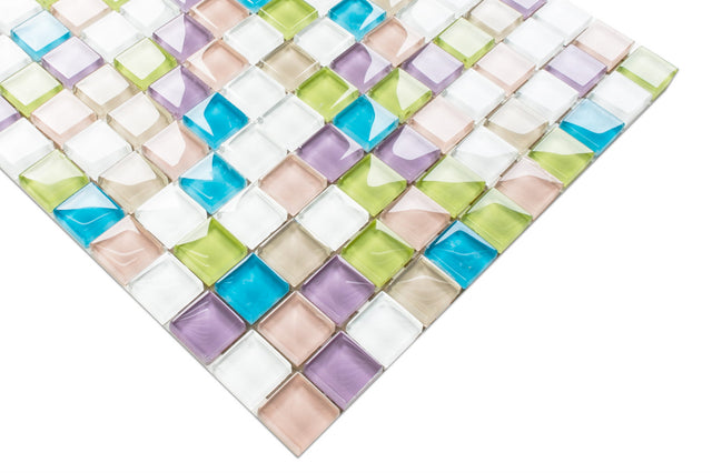 Glass mosaic on mesh for bathroom or kitchen 30 cm x 30 cm - Gummy bears