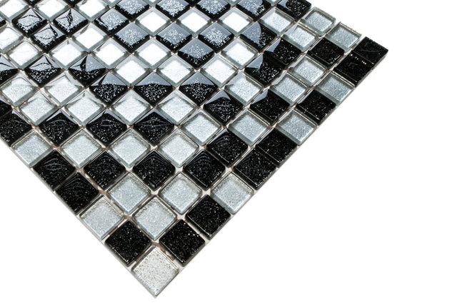 Glass mosaic on mesh for bathroom or kitchen 30 x 30 cm - Starry black