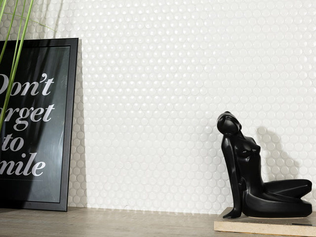 Mosaik aus Keramik auf Netz für Bad oder Küche 29,3 cm x 31,7 cm - Schneebälle