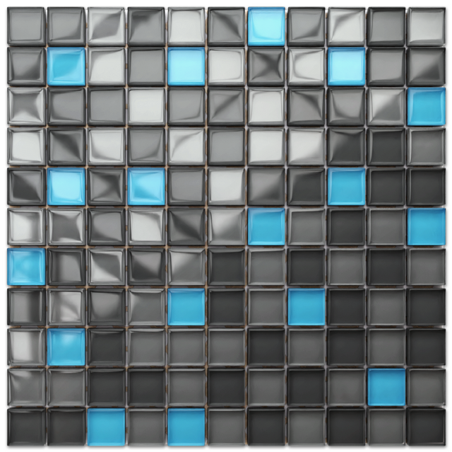 Glass mosaic on mesh for bathroom or kitchen 30 cm x 30 cm - Minecraft Diamond