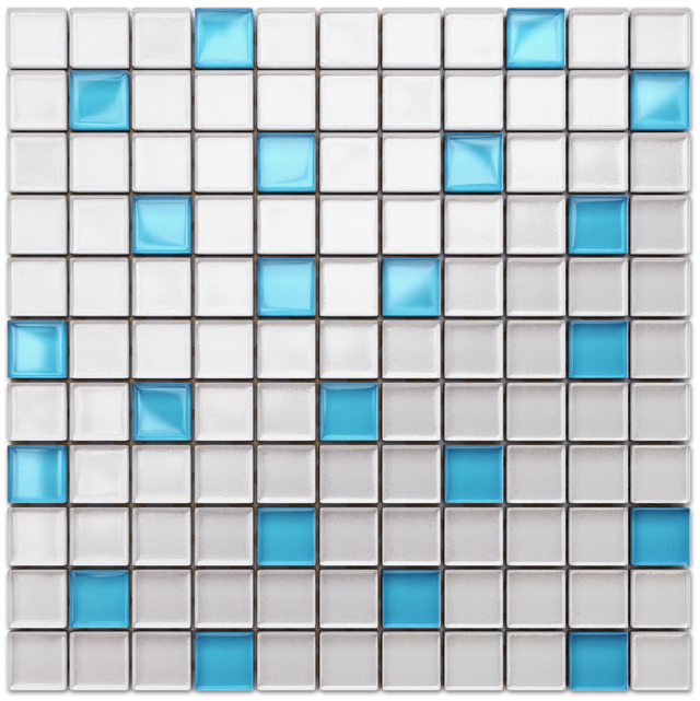 Glass mosaic on mesh for bathroom or kitchen 30 cm x 30 cm - Blue sparks