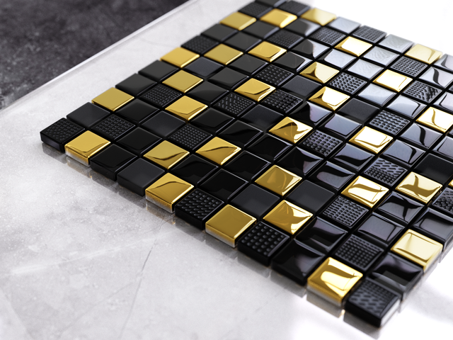 Mosaïque en verre sur filet pour salle de bain ou cuisine 30 cm x 30 cm - El Dorado