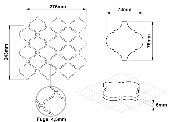 Mosaico de cerámica en red para baño o cocina 27.5 cm x 25.2 cm - Ágata esmeralda