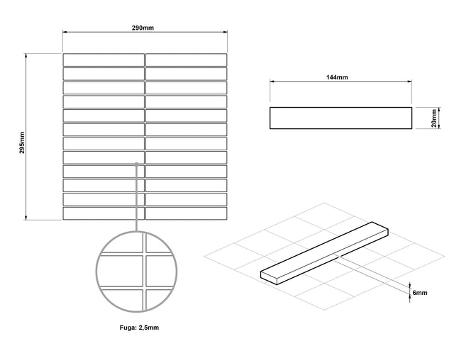 Ceramic mesh mosaic for bathroom or kitchen 29.5 cm x 29.0 cm - Emerald matte