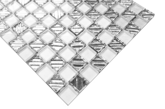 Glass mosaic on mesh for bathroom or kitchen 30 cm x 30 cm - Silver rain