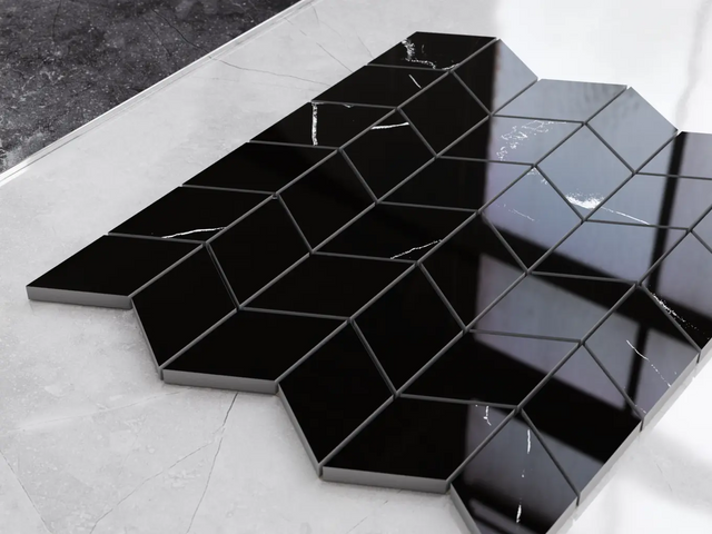 Mosaïque en grès sur filet pour salle de bain ou cuisine 26,5 cm x 30,5 cm - Ardoise blanche