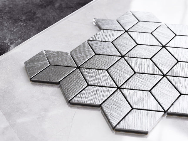 Mosaico de vidrio en red para baño o cocina 30.5 cm x 26.5 cm - Silver eagle