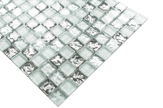 Glass mosaic on mesh for bathroom or kitchen 30 x 30 cm - Titanic
