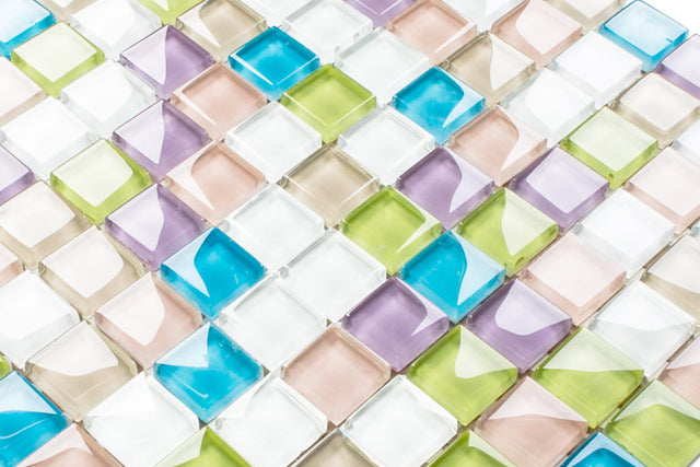 Glass mosaic on mesh for bathroom or kitchen 30 cm x 30 cm - Gummy bears