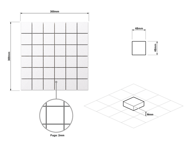 Mosaic on stoneware mesh for bathroom or kitchen 29.9 x 29.9 cm - Big black cubes