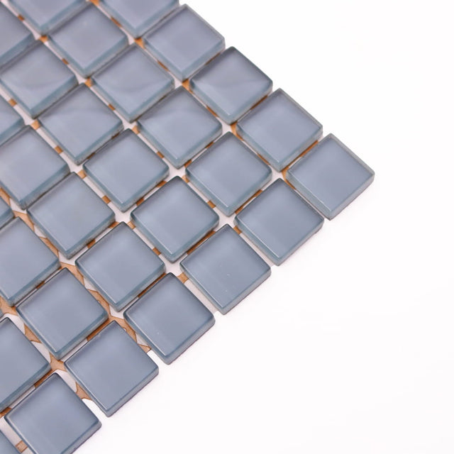 Glass mosaic on mesh for kitchen or bathroom 30 cm x 30 cm - Pure grey