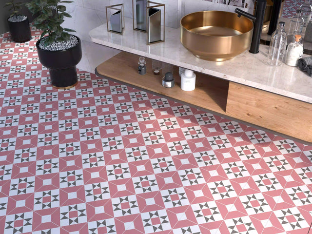 Azulejo decorativo de gres porcelánico 20 cm x 20 cm, clase I - Chinese rose