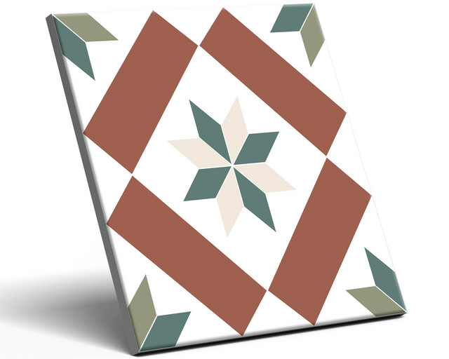 Piastrella decorativa in gres porcellanato 20 cm x 20 cm, classe I - Peony flower