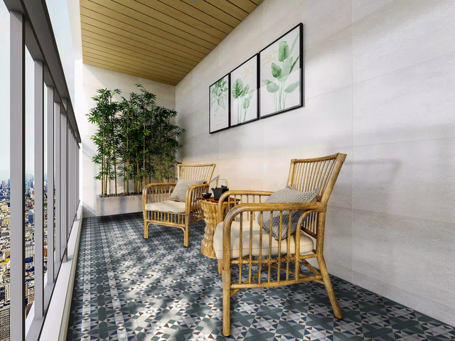 Azulejo decorativo de gres porcelánico 20 cm x 20 cm, clase I - Delphinium