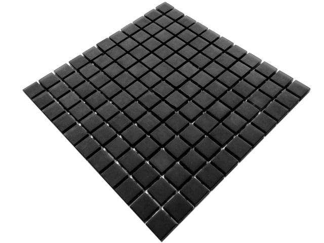 Glass mosaic on mesh for bathroom or kitchen 30 cm x 30 cm - Velvet black