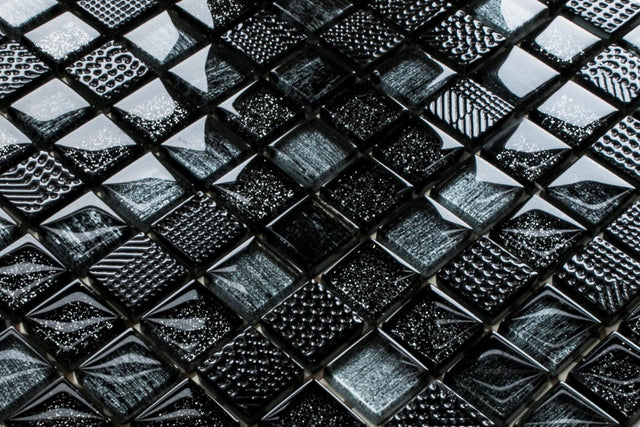 Mosaico in vetro su rete per bagno o cucina 30 cm x 30 cm - Extraterrestrial