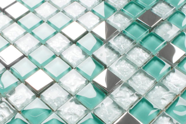 Mosaico in vetro su rete per bagno o cucina 30 cm x 30 cm - Allende