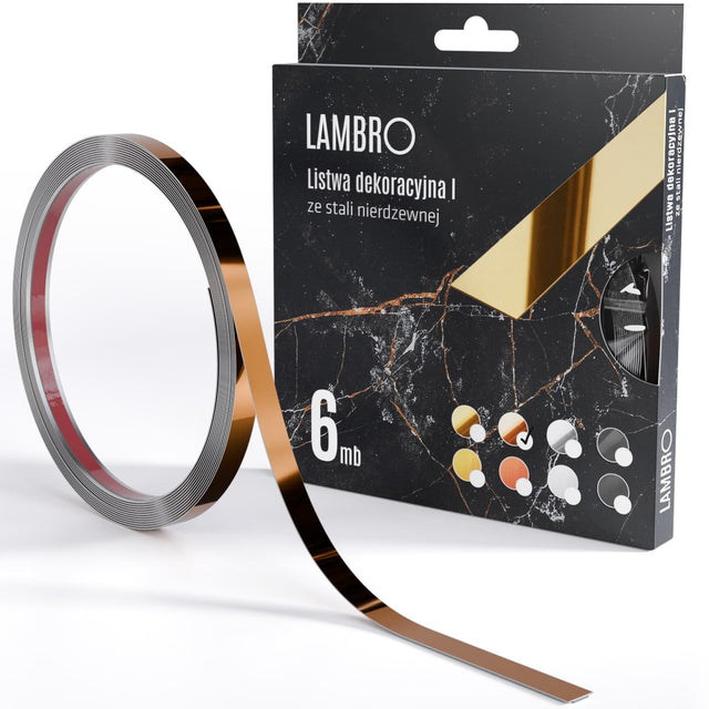 Self-adhesive decorative strip, 6 m - Glossy copper