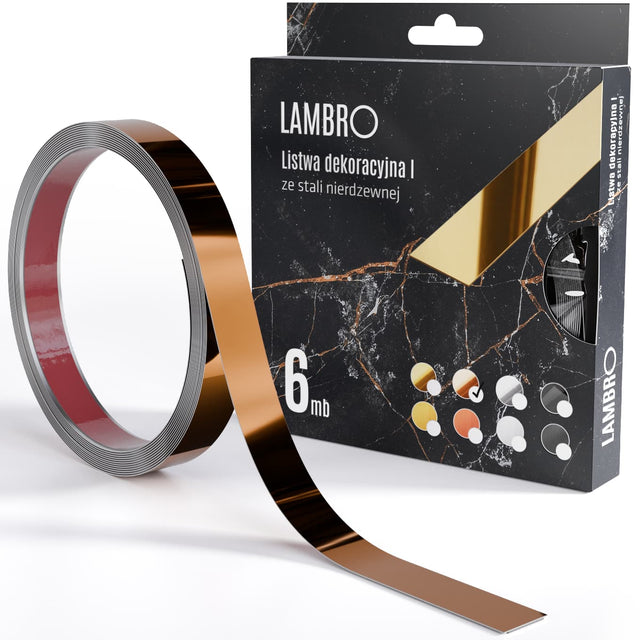 Self-adhesive decorative strip, 6 m - Glossy copper
