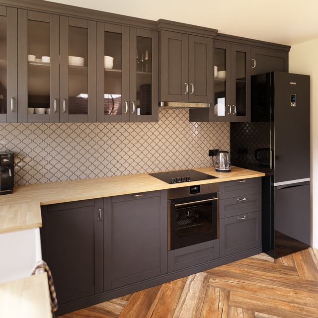 Mosaico de cerámica en malla para baño o cocina 27.5 cm x 24.3 cm - Grey arabesque