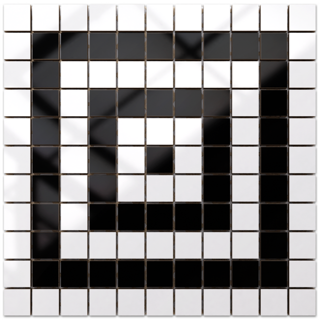 Mosaïque en céramique sur filet pour salle de bain ou cuisine 30 cm x 30 cm - Géométrique 2 Blanc noir
