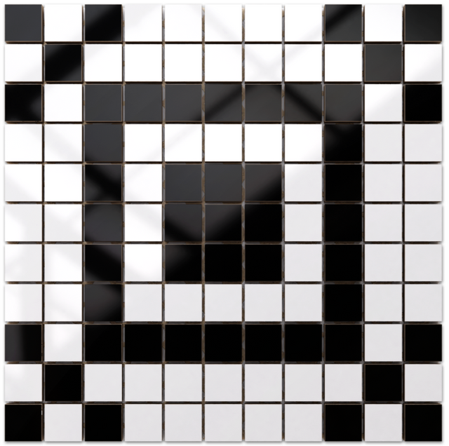 Mosaïque en céramique sur filet pour salle de bain ou cuisine 30 cm x 30 cm - Géométrique 10 Blanc noir