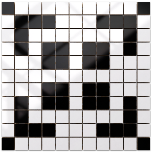 Mosaïque en céramique sur filet pour salle de bain ou cuisine 30 cm x 30 cm - Geometric 11 White black