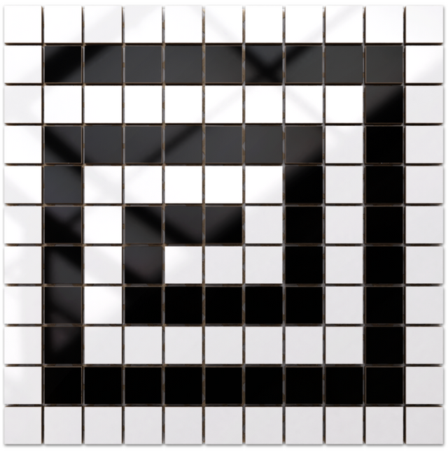 Mosaïque en céramique sur filet pour salle de bain ou cuisine 30 cm x 30 cm - Géométrique 17 Blanc noir