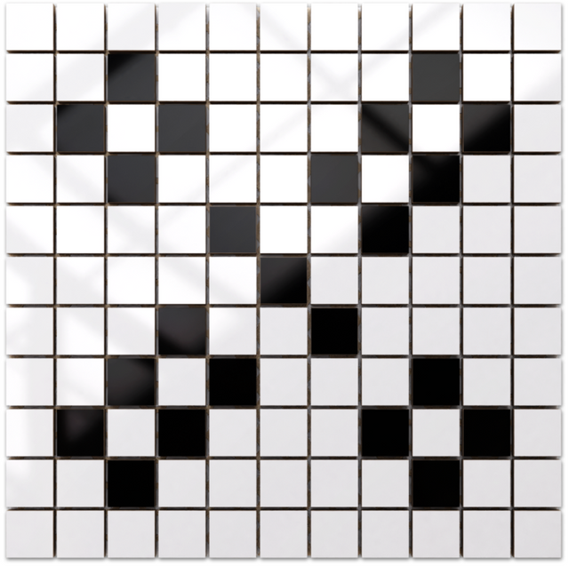 Mosaïque en céramique sur filet pour salle de bain ou cuisine 30 cm x 30 cm - Géométrique 18 Blanc noir