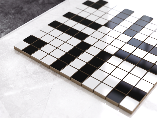 Mosaico in ceramica su rete per bagno o cucina 30 cm x 30 cm - Geometric 19 White black