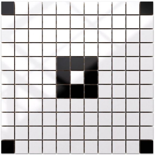 Mosaïque en céramique sur filet pour salle de bain ou cuisine 30 cm x 30 cm - Geometric 21 White black