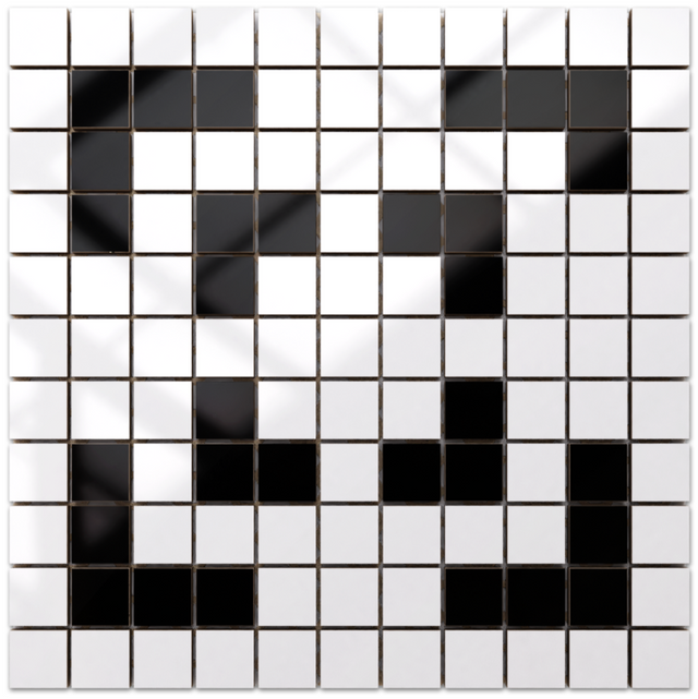 Mosaïque en céramique sur filet pour salle de bain ou cuisine 30 cm x 30 cm - Geometric 22 White black