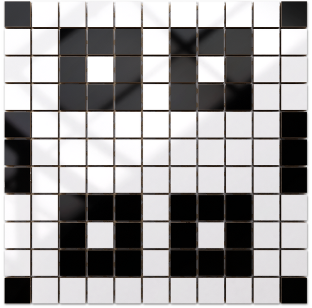 Mosaïque en céramique sur filet pour salle de bain ou cuisine 30 cm x 30 cm - Geometric 23 White black