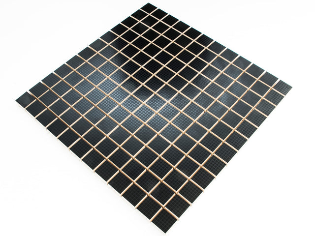 Mosaïque en céramique sur filet pour salle de bain ou cuisine 30 cm x 30 cm - Total black