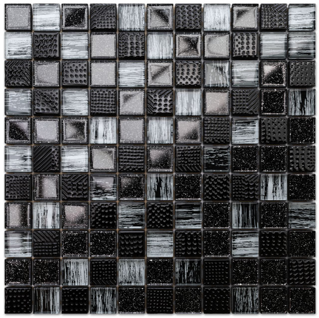 Mosaico in vetro su rete per bagno o cucina 30 cm x 30 cm - Extraterrestrial