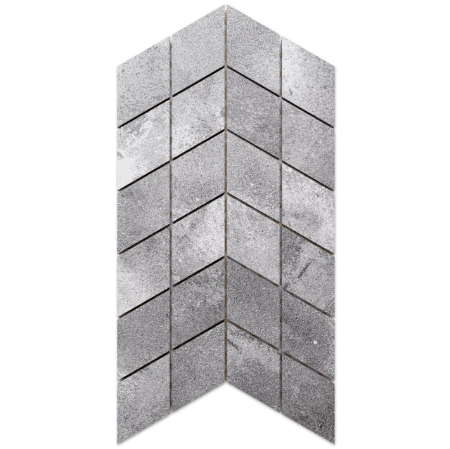 Porcelain stoneware mosaic on mesh for bathroom or kitchen 17.2 cm x 29.8 cm - Concrete sugar arrow