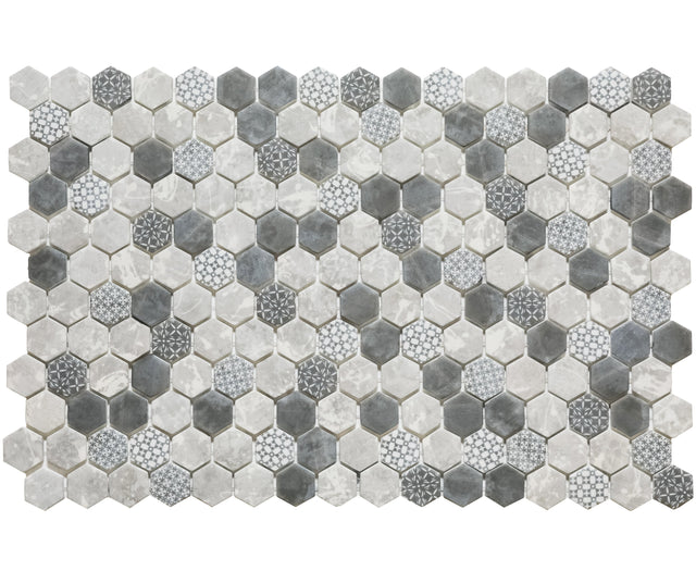 Mosaïque en verre pressé sur filet pour salle de bain et cuisine 52 cm x 34 cm - Hexa olden mat