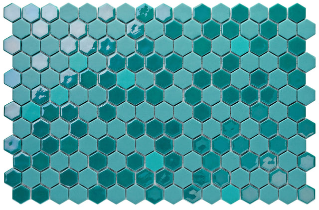 Mosaïque en verre pressé sur filet pour salle de bain et cuisine 52 cm x 34 cm - Hexa artistic