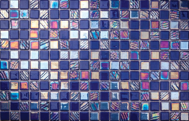 Pressed glass mosaic on mesh for bathroom and kitchen 32.5 cm x 51.5 cm - Alves blend cobalt pool