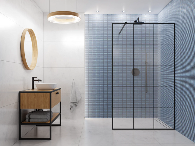 Mosaic on ceramic mesh for bathroom or kitchen 29.0 cm x 28.2 cm - Blue plain