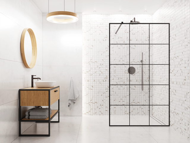 Ceramic mosaic on mesh for bathroom or kitchen 30,5 cm x 30,5 cm - Marble Square