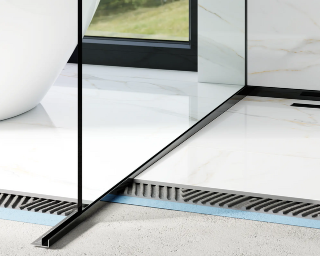 Profil de verre LPSL douche et sol gauche noir brillant