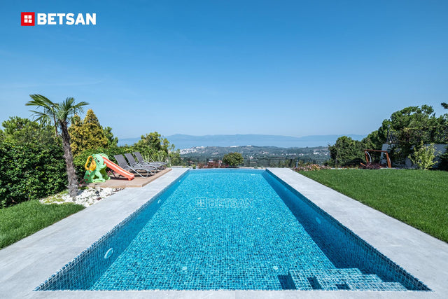 Mosaik aus gepresstem Glas auf Netz für Schwimmbad 31,5 cm x 47,7 cm - Modena Como Pool