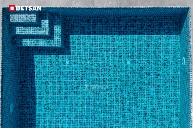 Mosaik aus gepresstem Glas auf Netz für Schwimmbad 31,5 cm x 47,7 cm - Modena Como Pool