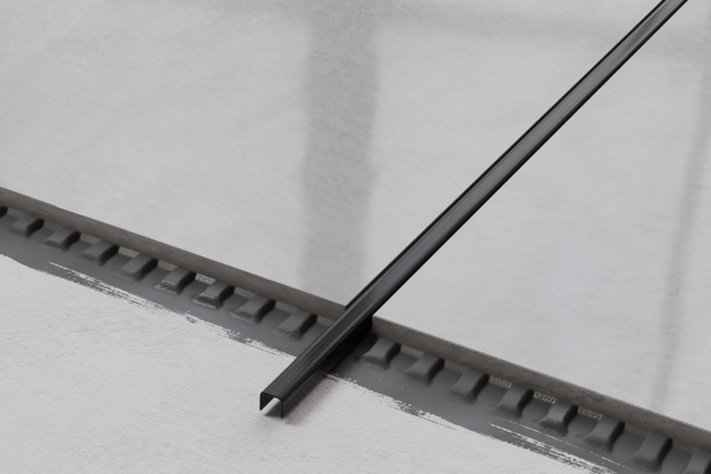 Perfil C de unión en acero inoxidable negro satinado