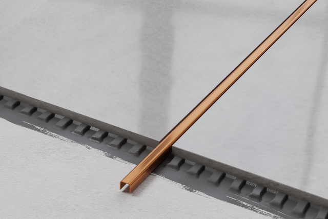 Perfil C de conexión en acero inoxidable con acabado satinado de cobre