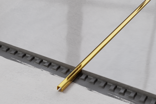 Perfil C de conexión en acero inoxidable dorado brillante