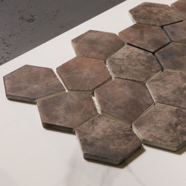 Mosaico de vidrio prensado en malla para baño y cocina 41 cm x 26 cm - Hexa air slat