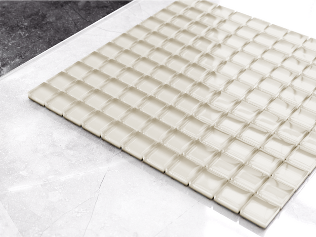 Mosaico su rete in vetro per bagno o cucina 30 x 30 cm - Condensed milk