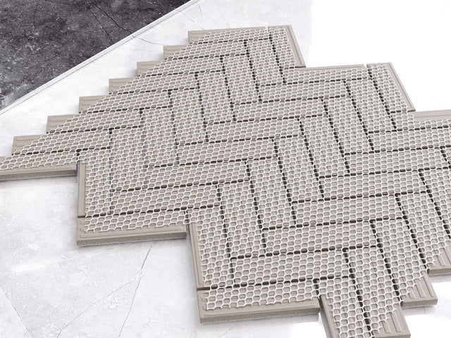 Mosaik aus Keramik auf Netz für Bad oder Küche 31,5 cm x 27,7 cm - Marmorwald